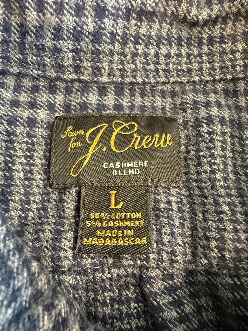 J.Crew Cashmere-Cotton Long Sleeve Button Down in Houndstooth Midnight | L